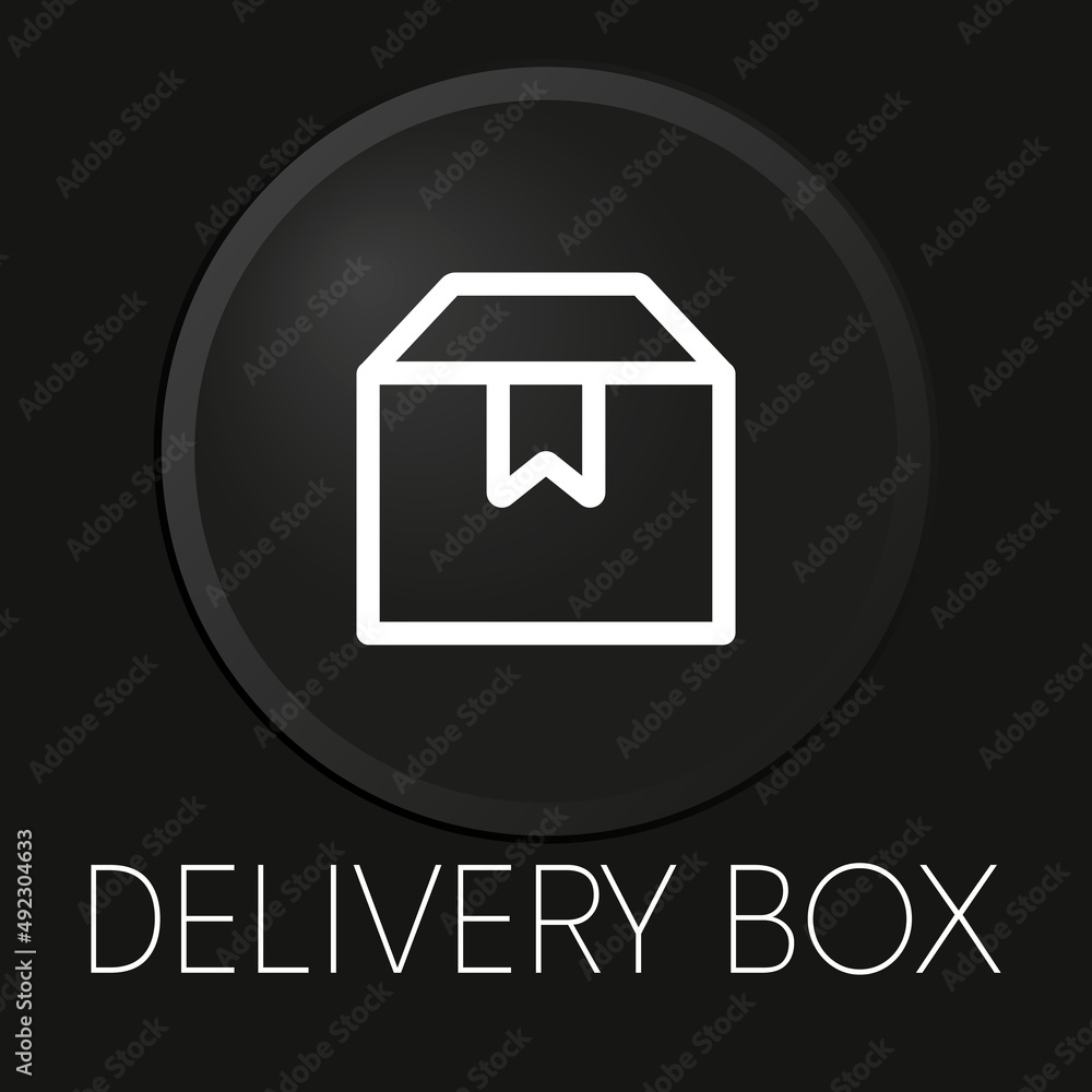 Delivery box minimal vector line icon on 3D button isolated on black background. Premium Vector. Delivery box minimal vector line icon on 3D button isolated on black background. Premium Vector.
