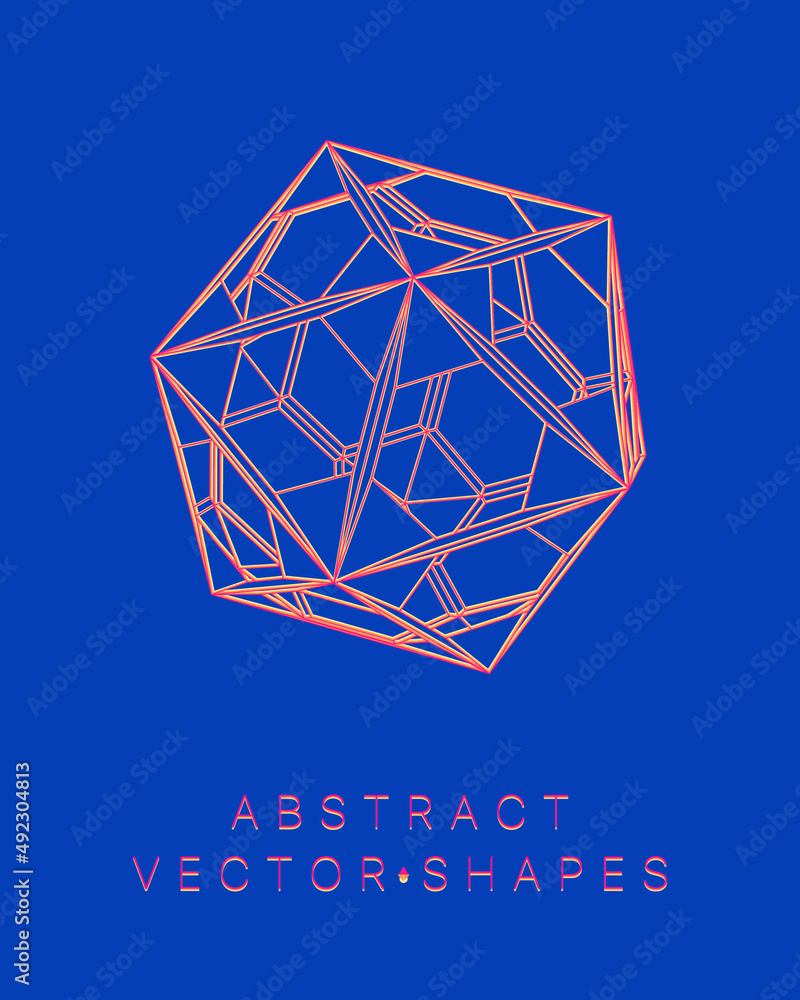 Geometric shape for design. Wireframe illustration. Molecular grid. 3d technology style. Vector illustration. Futuristic connection structure for chemistry and science. Geometric shape for design. Wireframe illustration. Molecular grid. 3d technology style. Vector illustration. Futuristic connection structure for chemistry and science.