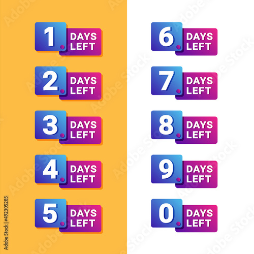 Countdown timer of several days for sale and promotion with gradation style