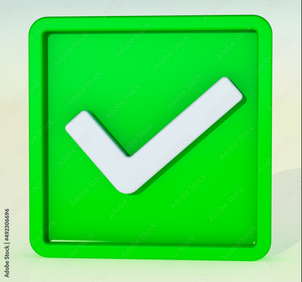 check mark button, mobile app icon, like or right sign icon isolated white backdrop Illustration in 3D rendering check mark button, mobile app icon, like or right sign icon isolated white backdrop Illustration in 3D rendering