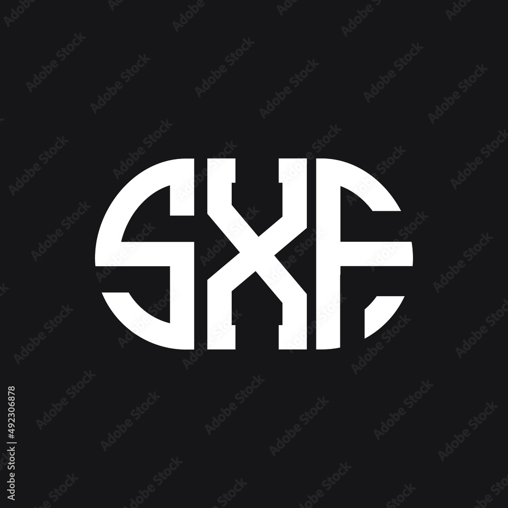 Obraz premium SXF letter logo design on black background. SXF creative initials letter logo concept. SXF letter design.