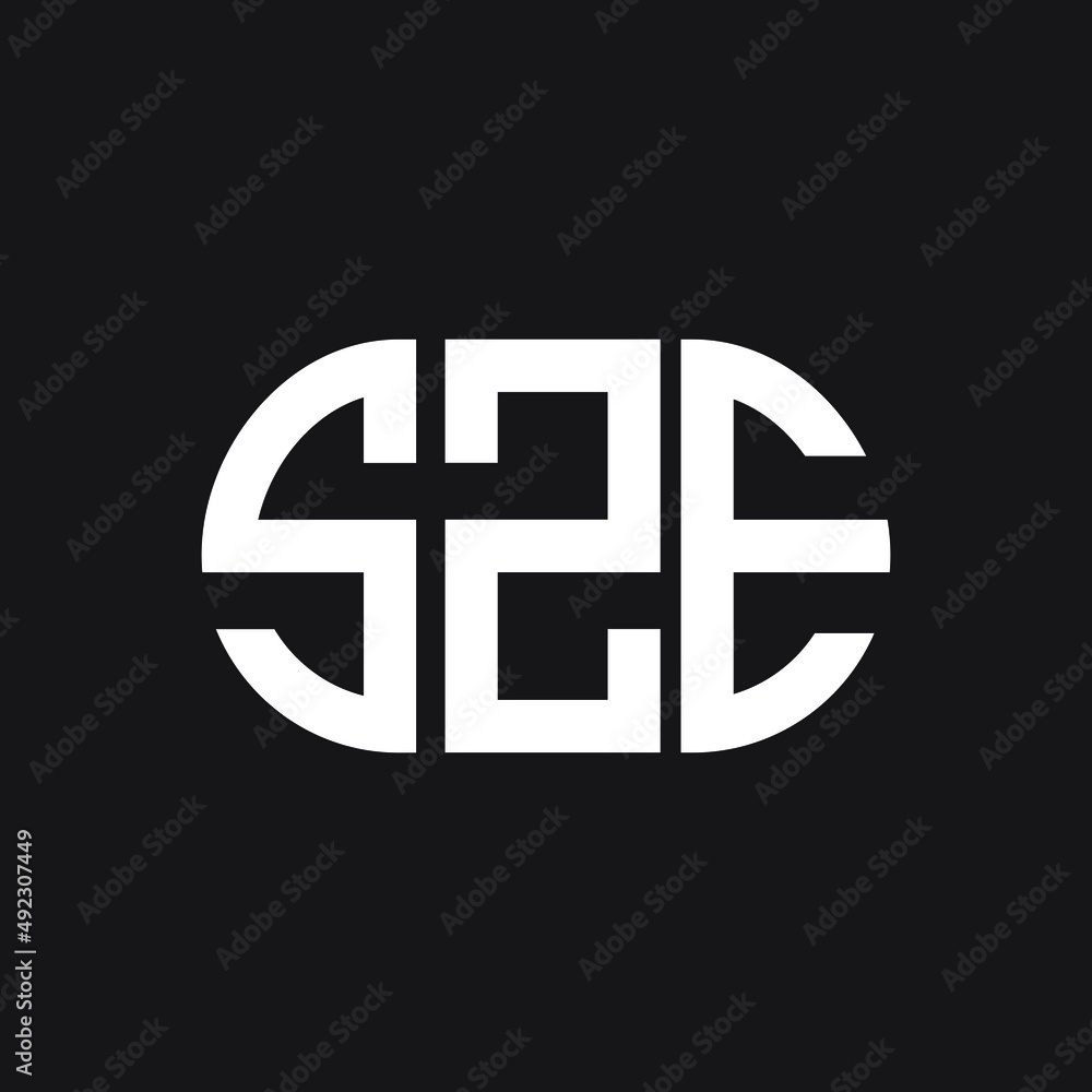 Obraz premium SZE letter logo design on black background. SZE creative initials letter logo concept. SZE letter design.