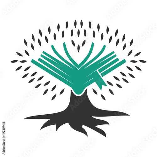 tree and book logo Icon Illustration Brand Identity