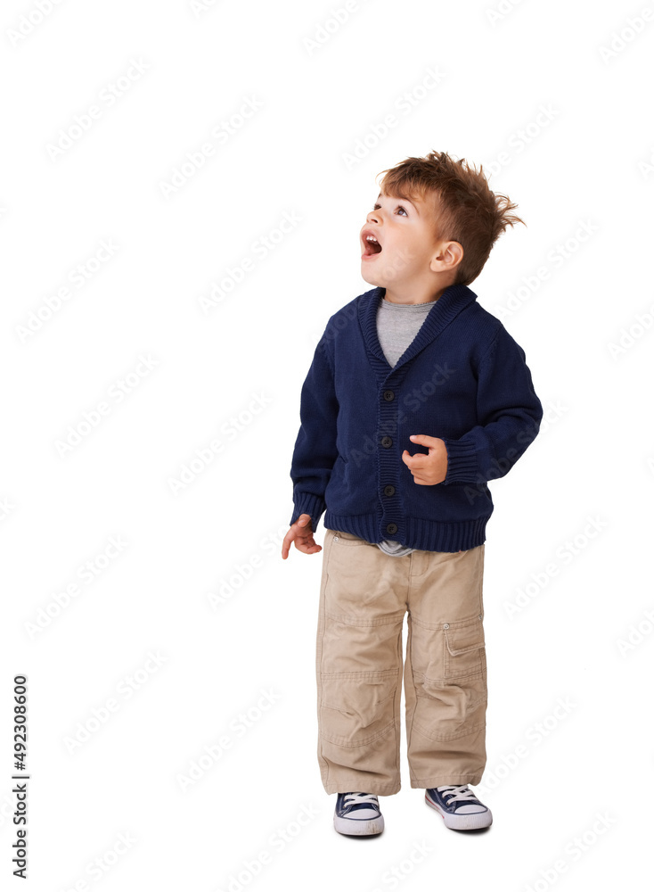 Its a bird, its a plane.... A cute little boy looking up with an expression of amazement. Its a bird, its a plane.... A cute little boy looking up with an expression of amazement.