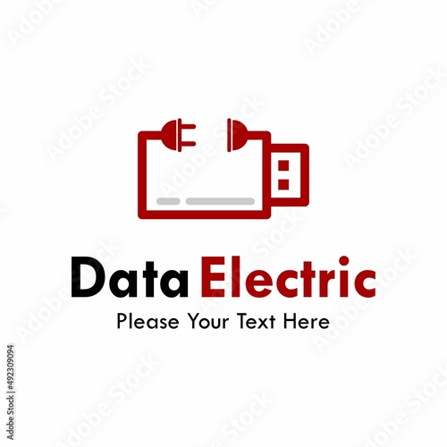 Flash disk with plug logo template illustration. this is data electric symbol
