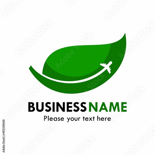 Leaf with airplane logo template illustration