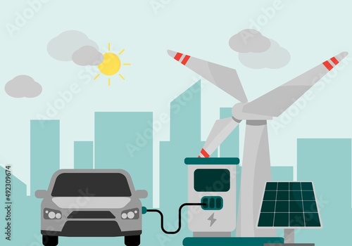Renewable energy for electric vehicle power station