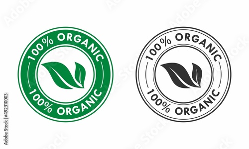 100 percen organic logo template illustration