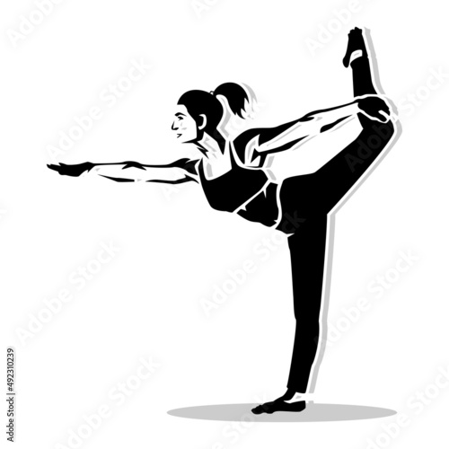 Woman doing yoga silhouette