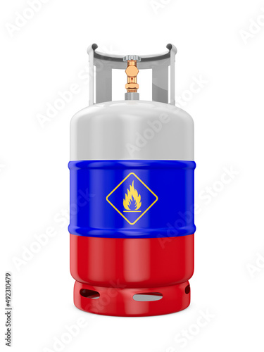 gas cylinder with flag russ...