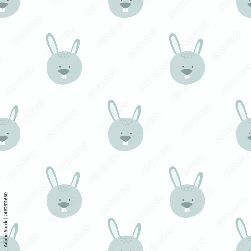 Seamless pattern with cute rabbit, hare. simple flat vector. Hand drawing for children. animal theme. baby design for fabric, textile, wrapper, print. Seamless pattern with cute rabbit, hare. simple flat vector. Hand drawing for children. animal theme. baby design for fabric, textile, wrapper, print.