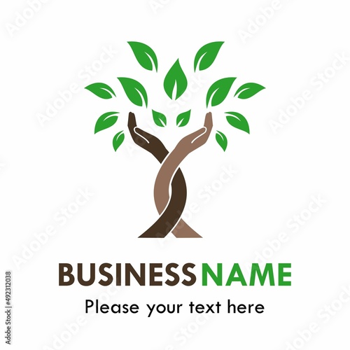 Hand with leaf logo template illustration