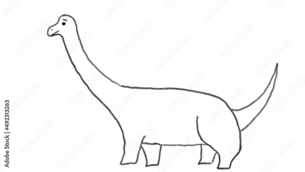 手描きの恐竜 線画 ブラキオサウルス 黒 手描きの恐竜 線画 ブラキオサウルス 黒