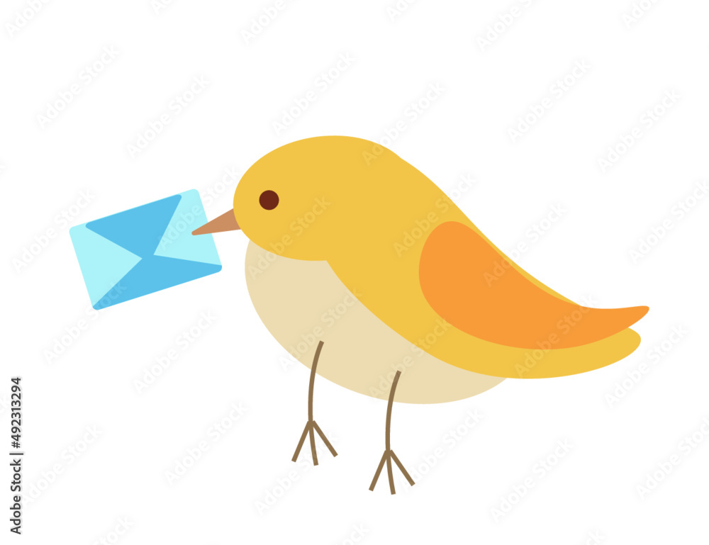 手紙を運ぶ小鳥 かわいい ベクターイラスト 手紙を運ぶ小鳥 かわいい ベクターイラスト