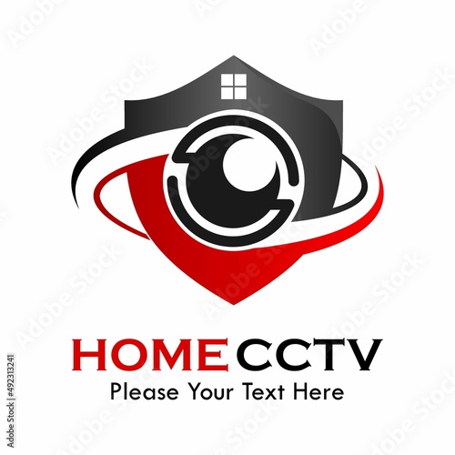 Home cctv logo template illustration