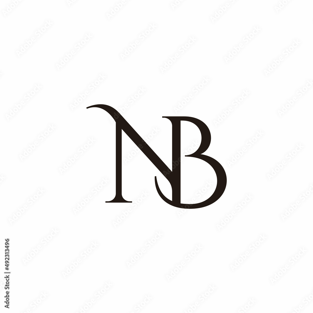 letter nb linked curves simple logo vector letter nb linked curves simple logo vector