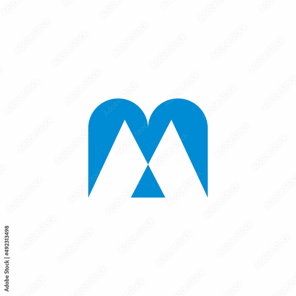 letter m blue mountain negative space logo vector letter m blue mountain negative space logo vector
