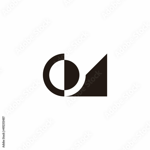 letter om circle geometric slice logo vector