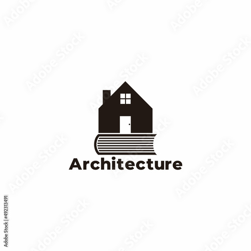 architecture education home book symbol logo vector