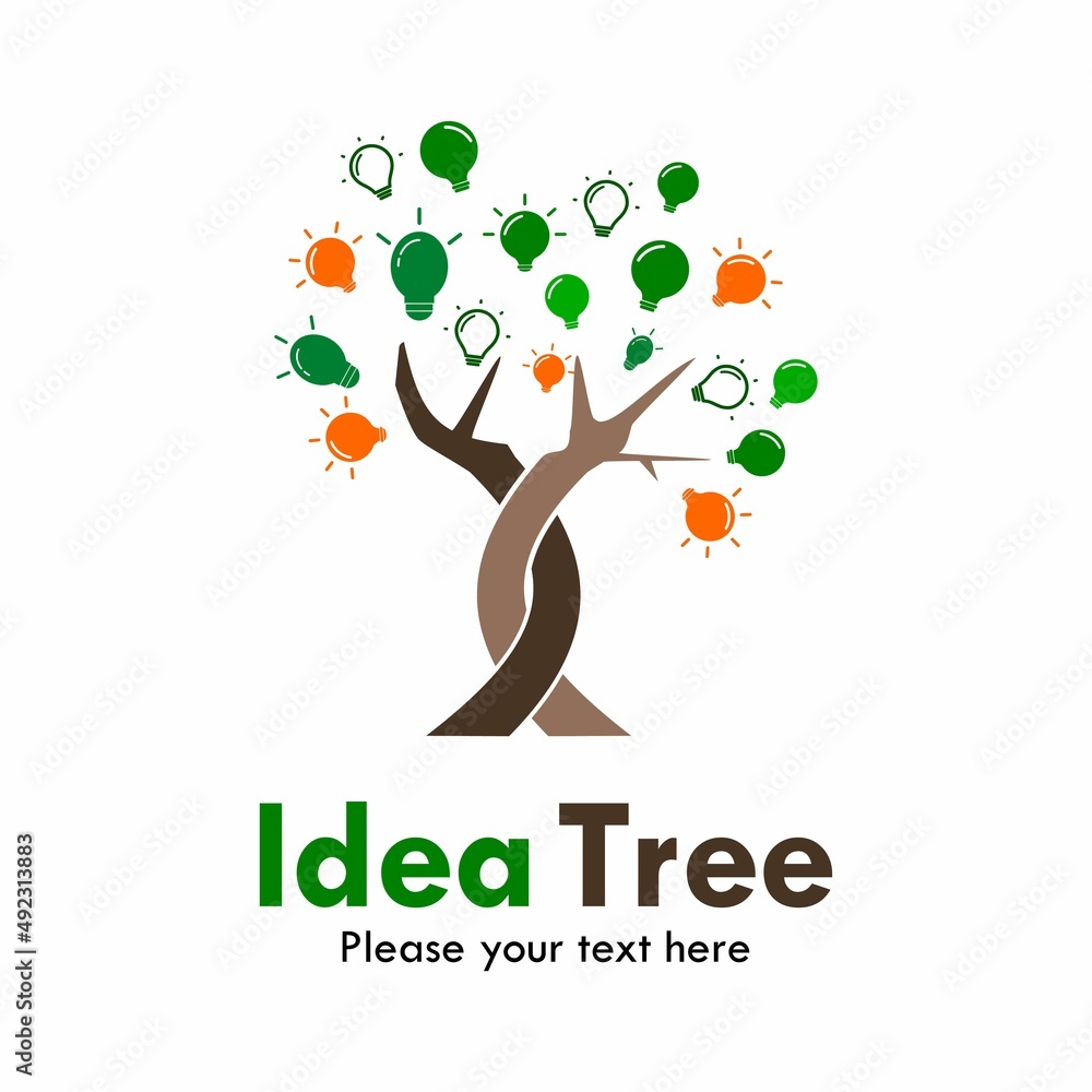 Obraz premium Idea tree logo template illustration. there are tree with bulb