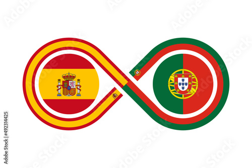 unity concept. spanish and portuguese language translation icon. vector illustration isolated on white background	