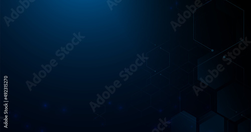 Abstract blue geometric hexagon with futuristic technology digital hi tech concept background. Vector illustration