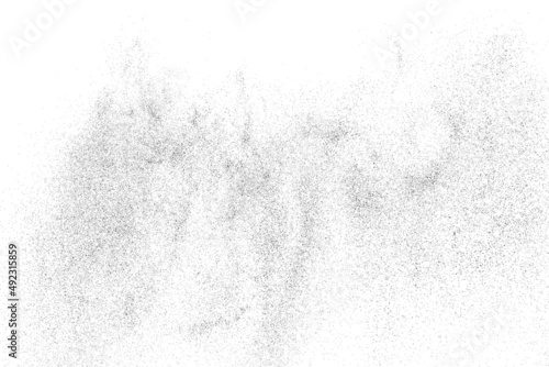 Distressed black texture. Dark grainy texture on white background. Dust overlay textured. Grain noise particles. Rusted white effect. Grunge design elements. Vector illustration, EPS 10.