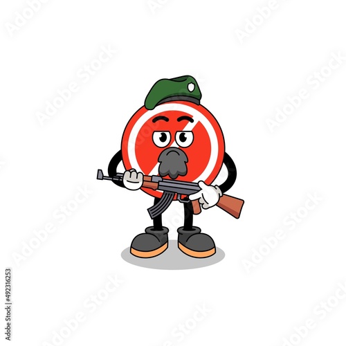 Character cartoon of stop sign as a special force