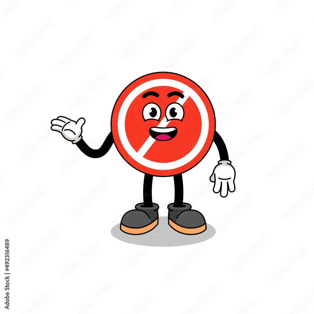stop sign cartoon with welcome pose stop sign cartoon with welcome pose
