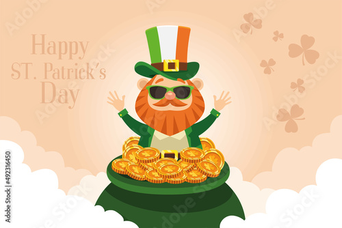 treasure cauldron with leprechaun