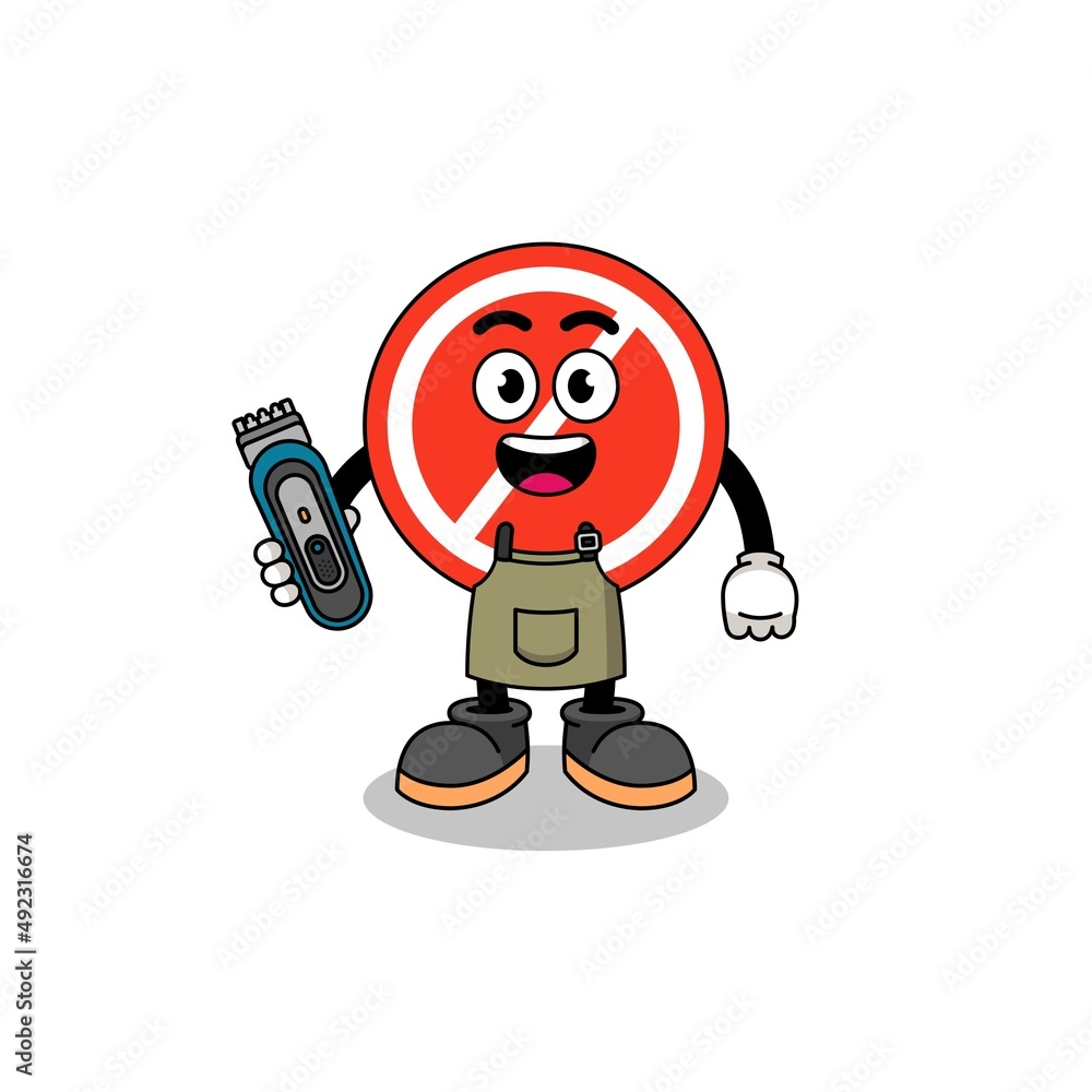 Cartoon Illustration of stop sign as a barber man Cartoon Illustration of stop sign as a barber man