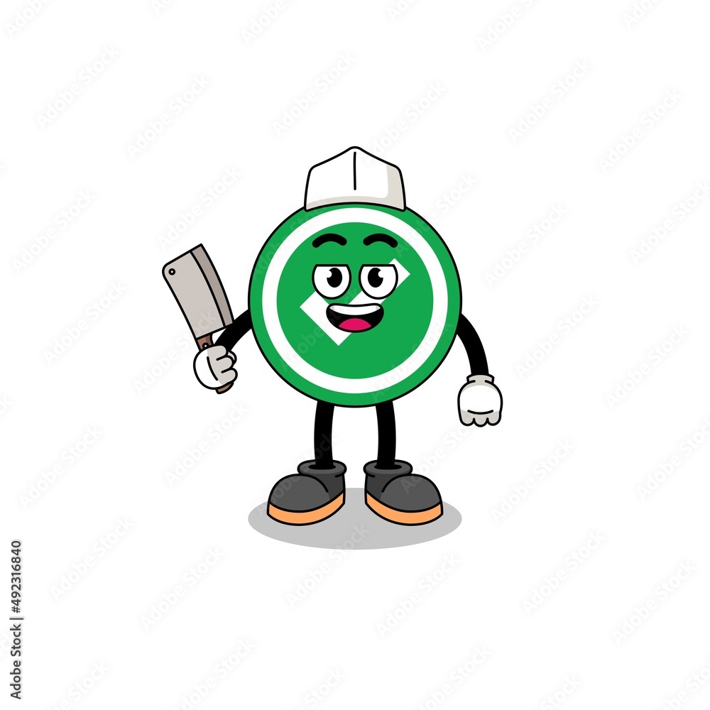 Mascot of check mark as a butcher Mascot of check mark as a butcher