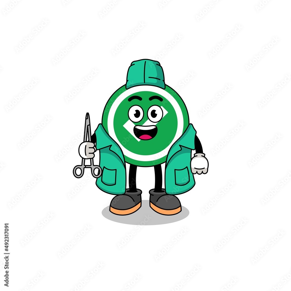 Illustration of check mark mascot as a surgeon