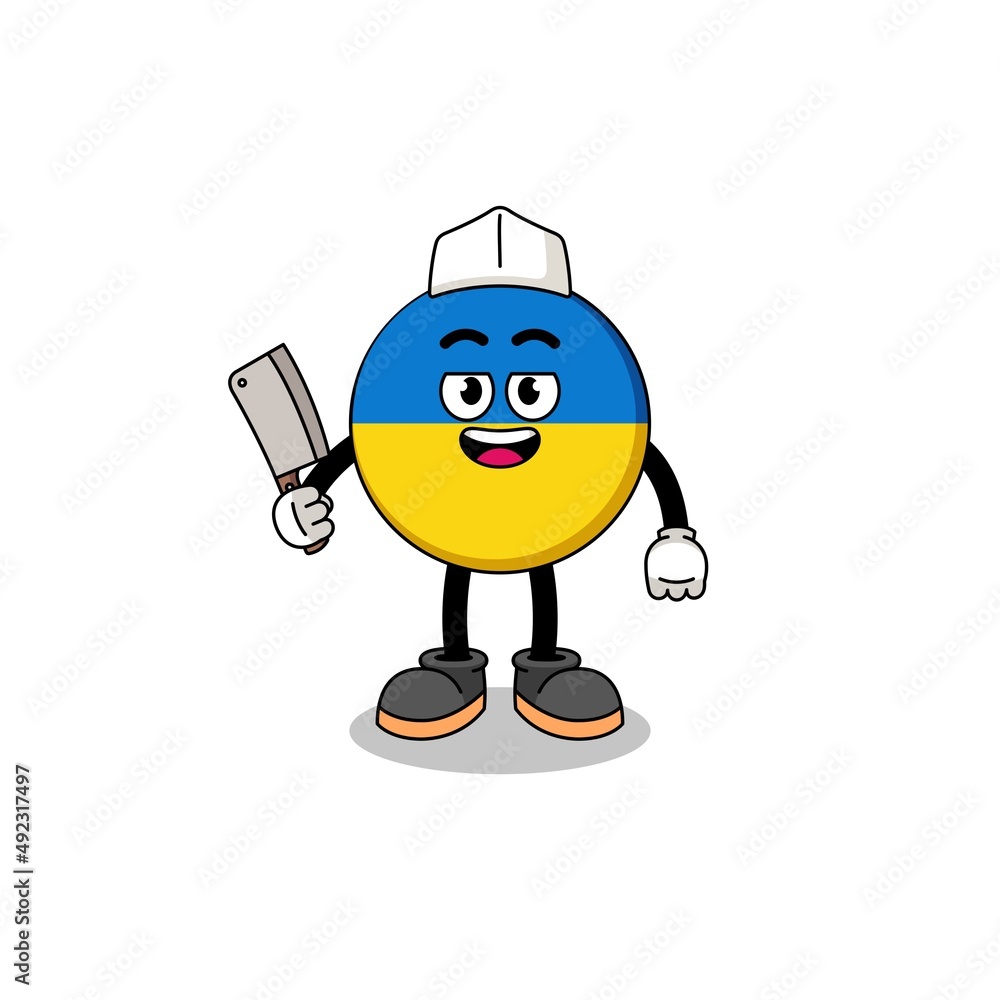 Mascot of ukraine flag as a butcher Mascot of ukraine flag as a butcher