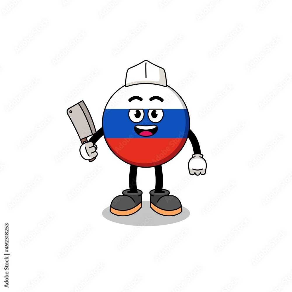 Mascot of russia flag as a butcher Mascot of russia flag as a butcher