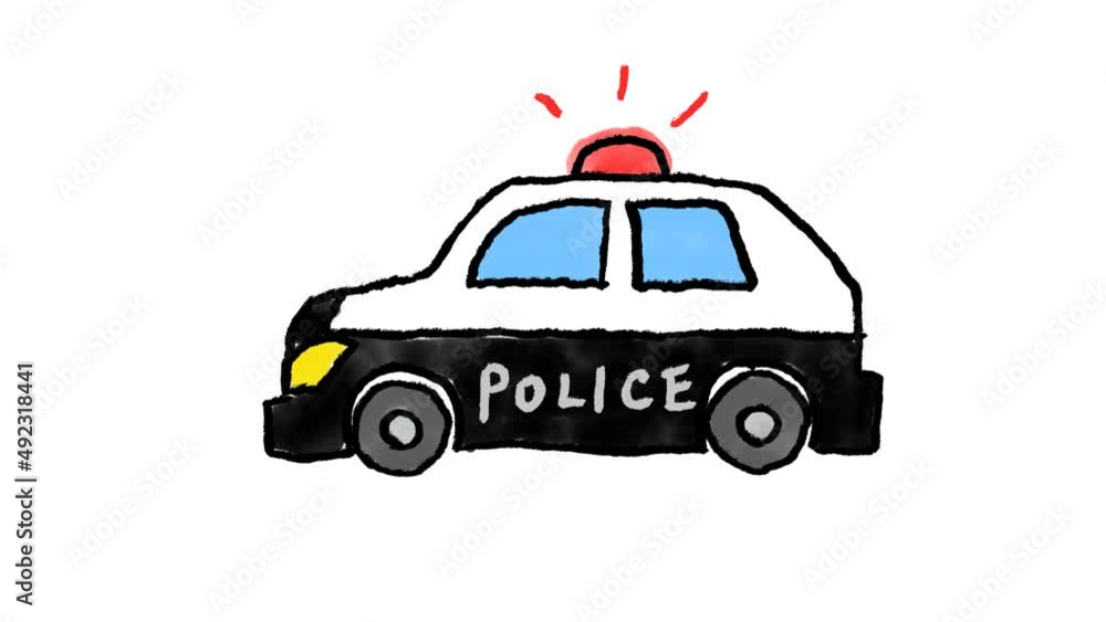 パトカー 緊急車両の手描きイラスト 水彩画 パトカー 緊急車両の手描きイラスト 水彩画