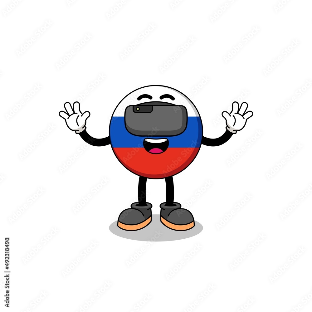 Illustration of russia flag with a vr headset Illustration of russia flag with a vr headset