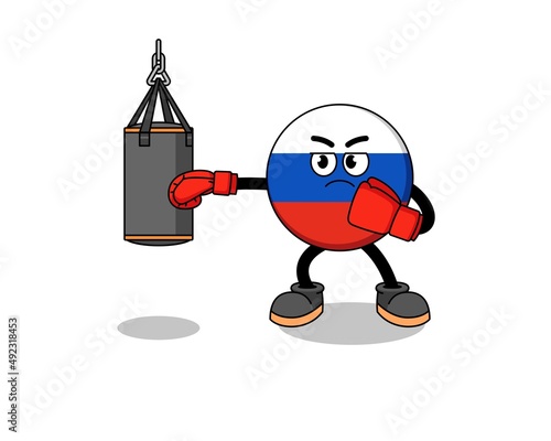 Illustration of russia flag boxer