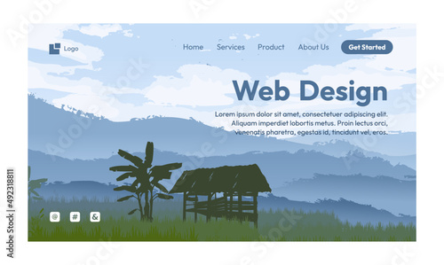 web design Nature landscape flat design landing page
