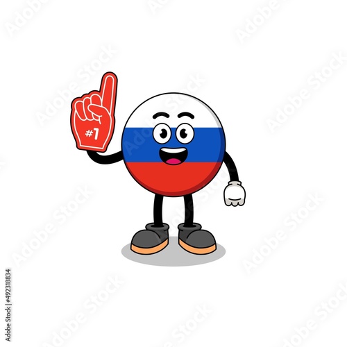 Cartoon mascot of russia flag number 1 fans