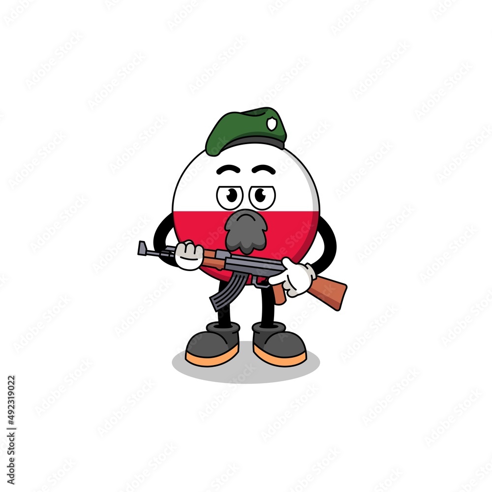 Character cartoon of poland flag as a special force
