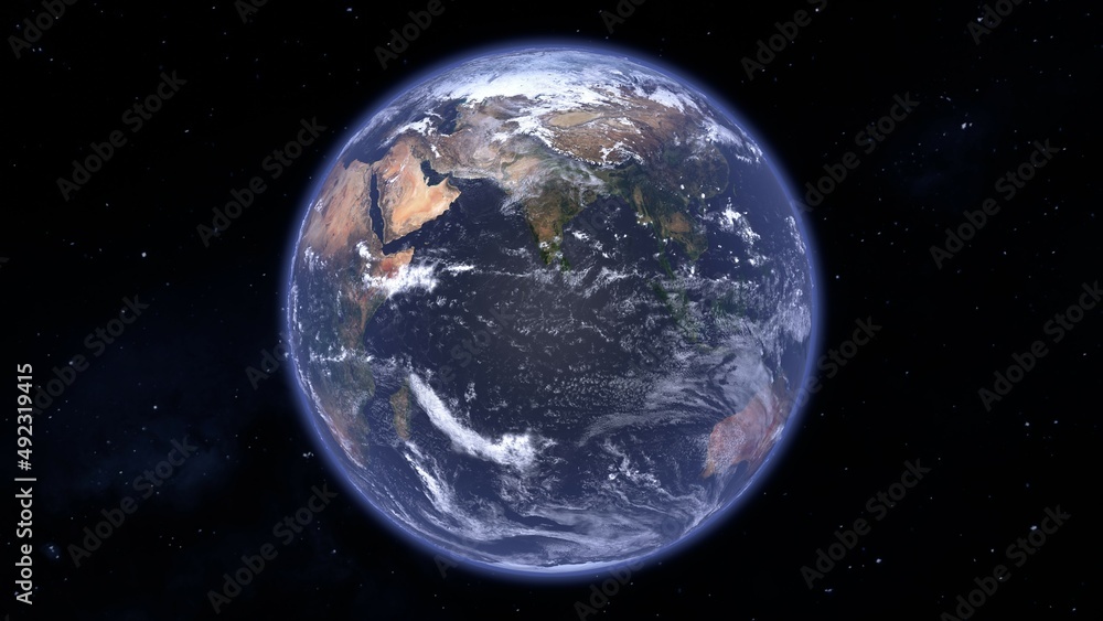 宇宙から見た地球のアジアの3Dイラスト