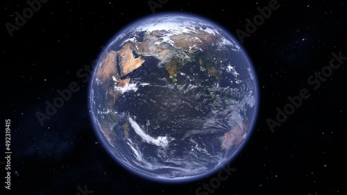 宇宙から見た地球のアジアの3Dイラスト