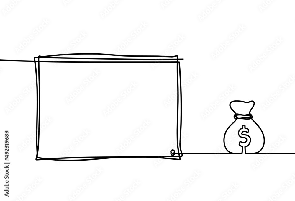 Abstract picture with dollar as continuous lines drawing on white background Abstract picture with dollar as continuous lines drawing on white background
