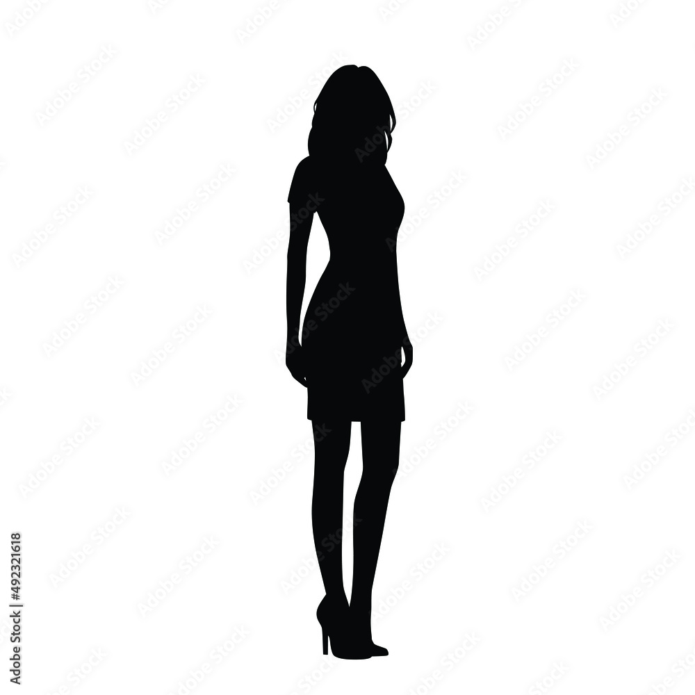 Silhouette of a woman standing, business people,vector illustration, black color, isolated on white background Silhouette of a woman standing, business people,vector illustration, black color, isolated on white background