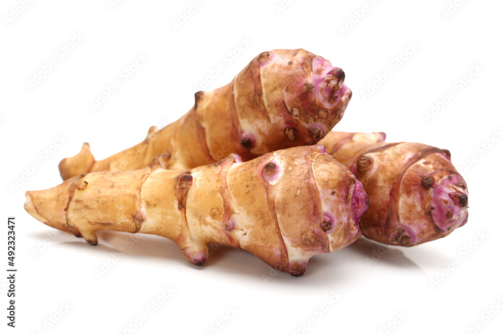 Jerusalem artichoke on a white background Jerusalem artichoke on a white background