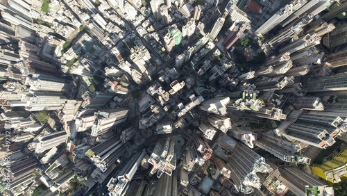 hong kong central financial district drone point of view