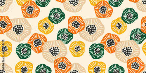 Abstract gentle seamless pattern with flowers. Modern design for paper, cover, fabric, interior decor and other