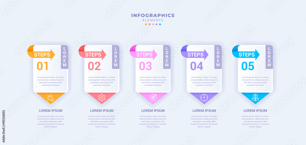 Business infographic template with five steps Business infographic template with five steps