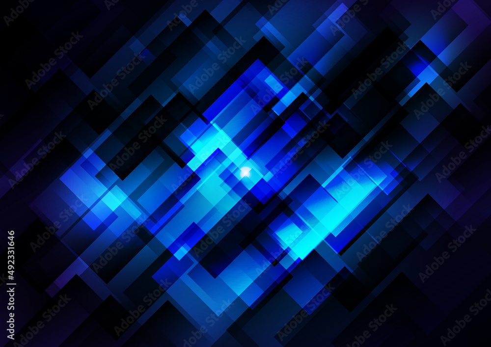 Abstract vector modern geometric shapes on dark blue background. Geometric vector background. illustration vector design background